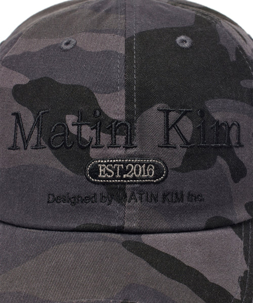 MATIN KIM MATIN KIM Camouflage Logo Ball Cap in Charcoal