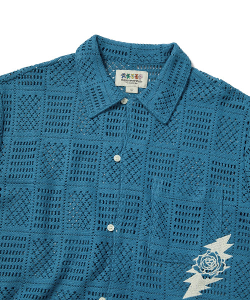 THISISNEVERTHAT THISISNEVERTHAT GD Lightning Mesh Shirt Light Blue