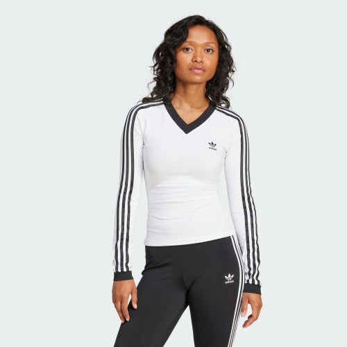 ADIDAS ADIDAS V-neck Long Sleeve Shirt - White