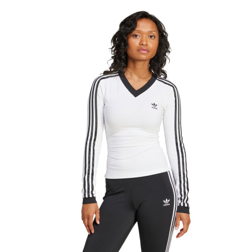 ADIDAS ADIDAS V-neck Long Sleeve Shirt - White