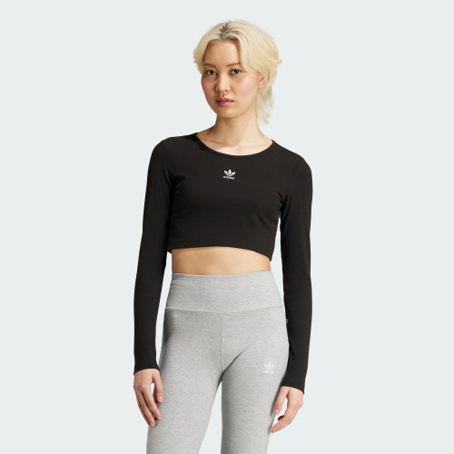 ADIDAS ADIDAS Essential Lip Crop Long Sleeve Tee - Black