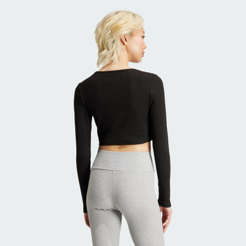 ADIDAS ADIDAS Essential Lip Crop Long Sleeve Tee - Black