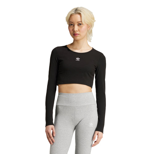ADIDAS ADIDAS Essential Lip Crop Long Sleeve Tee - Black
