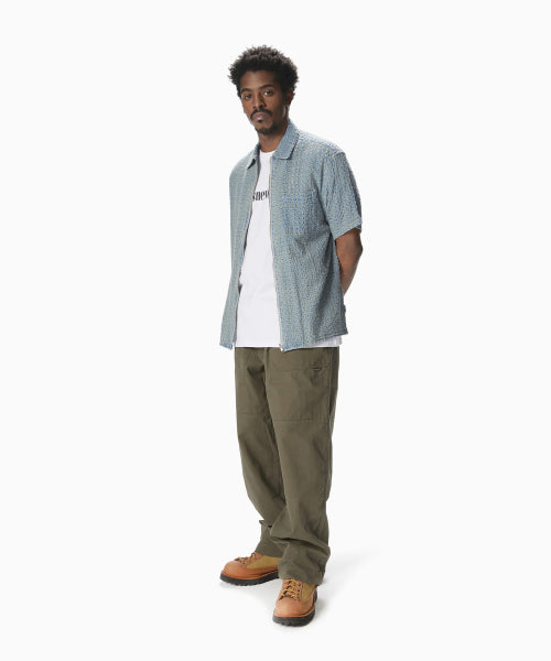 THISISNEVERTHAT THISISNEVERTHAT Damaged Denim Zip Shirt Washed Blue