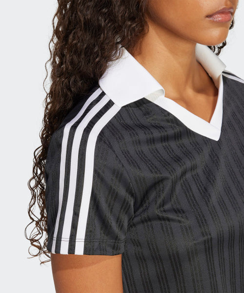 ADIDAS ADIDAS Football jacquard V-neck cropped polo shirt - Size