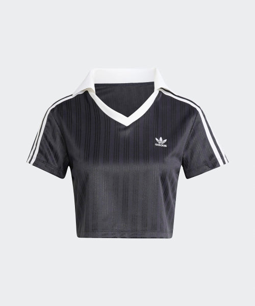 ADIDAS ADIDAS Football jacquard V-neck cropped polo shirt - Size