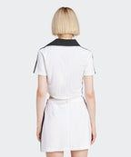 ADIDAS ADIDAS Football jacquard V-neck cropped polo shirt - White