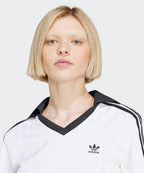 ADIDAS ADIDAS Football jacquard V-neck cropped polo shirt - White