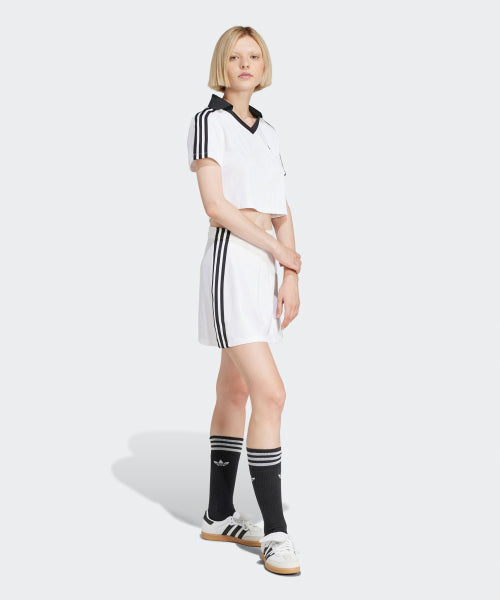 ADIDAS ADIDAS Football jacquard V-neck cropped polo shirt - White