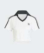 ADIDAS ADIDAS Football jacquard V-neck cropped polo shirt - White