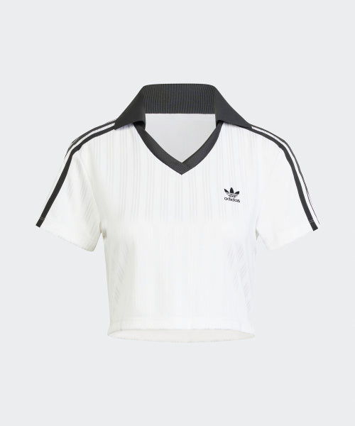ADIDAS ADIDAS Football jacquard V-neck cropped polo shirt - White