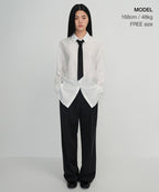 MUSINSA STANDARD WOMAN MUSINSA STANDARD WOMAN Women's Silk Slash Cut Tie [Black]