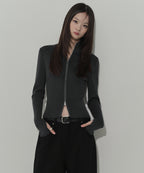 MUSINSA STANDARD WOMAN MUSINSA STANDARD WOMAN Women's Knit Zip-Up Charcoal Gray