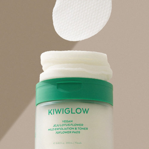 KIWIGLOW Kiwi Glow Vegan Jeju Lotus Mild Dead Cell Care Toner Pad with 70 Flowers