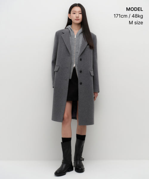 MUSINSA STANDARD WOMAN MUSINSA STANDARD WOMAN Cashmere Blend Chesterfield Coat [Medium Gray]