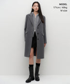 MUSINSA STANDARD WOMAN MUSINSA STANDARD WOMAN Cashmere Blend Chesterfield Coat [Medium Gray]