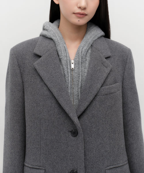 MUSINSA STANDARD WOMAN MUSINSA STANDARD WOMAN Cashmere Blend Chesterfield Coat [Medium Gray]