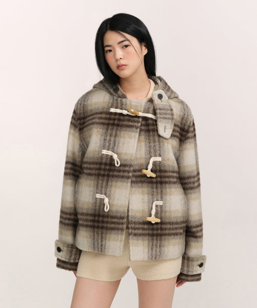MUSINSA STANDARD WOMAN MUSINSA STANDARD WOMAN Coat Women's Alpaca Blend Check Short Duffel Coat