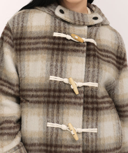 MUSINSA STANDARD WOMAN MUSINSA STANDARD WOMAN Coat Women's Alpaca Blend Check Short Duffel Coat
