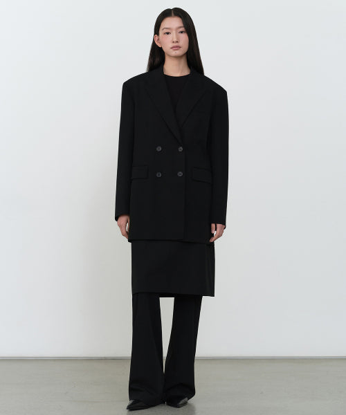 MUSINSA STANDARD WOMAN MUSINSA STANDARD WOMAN Women's Double Breasted Long Blazer [Black]