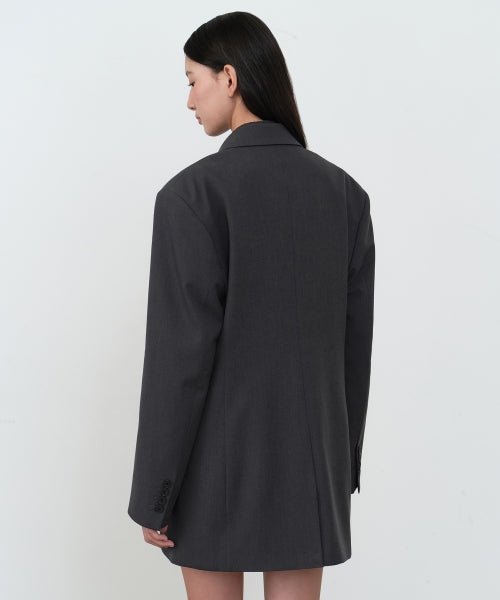 MUSINSA STANDARD WOMAN MUSINSA STANDARD WOMAN Women's Double Breasted Long Blazer Gray