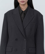 MUSINSA STANDARD WOMAN MUSINSA STANDARD WOMAN Women's Double Breasted Long Blazer Gray