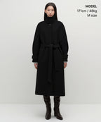 MUSINSA STANDARD WOMAN MUSINSA STANDARD WOMAN Women's Coat Volume Sleeve Balmacan Robe [Black]