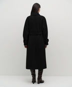 MUSINSA STANDARD WOMAN MUSINSA STANDARD WOMAN Women's Coat Volume Sleeve Balmacan Robe [Black]
