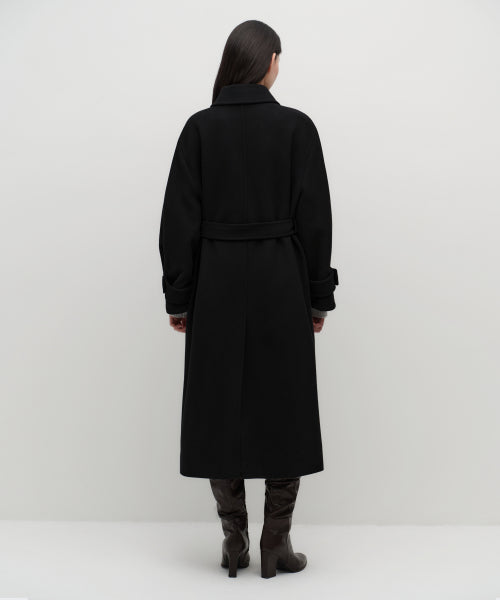 MUSINSA STANDARD WOMAN MUSINSA STANDARD WOMAN Women's Coat Volume Sleeve Balmacan Robe [Black]