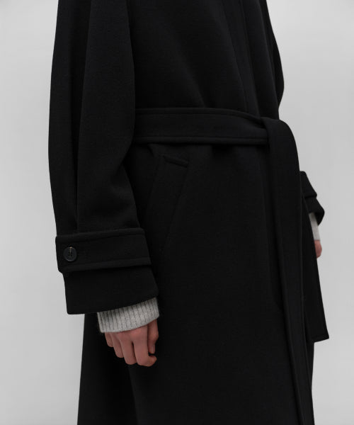 MUSINSA STANDARD WOMAN MUSINSA STANDARD WOMAN Women's Coat Volume Sleeve Balmacan Robe [Black]