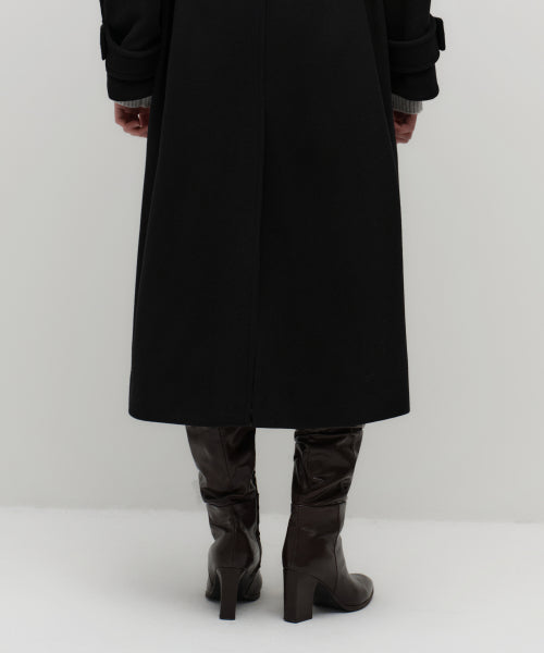 MUSINSA STANDARD WOMAN MUSINSA STANDARD WOMAN Women's Coat Volume Sleeve Balmacan Robe [Black]