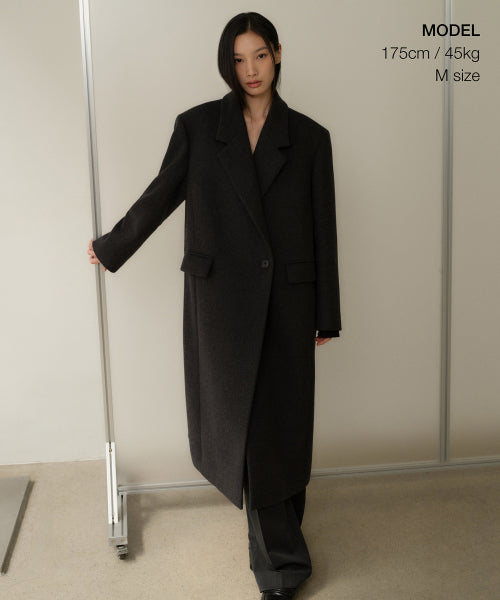 MUSINSA STANDARD WOMAN MUSINSA STANDARD WOMAN Coat Over Shoulder Maxi [Charcoal Gray]