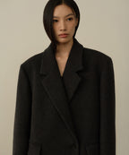 MUSINSA STANDARD WOMAN MUSINSA STANDARD WOMAN Coat Over Shoulder Maxi [Charcoal Gray]