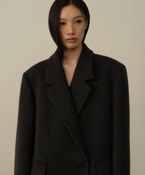 MUSINSA STANDARD WOMAN MUSINSA STANDARD WOMAN Coat Over Shoulder Maxi [Charcoal Gray]