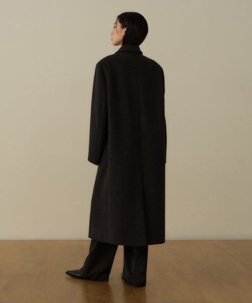 MUSINSA STANDARD WOMAN MUSINSA STANDARD WOMAN Coat Over Shoulder Maxi [Charcoal Gray]