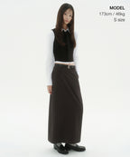 MUSINSA STANDARD WOMAN MUSINSA STANDARD WOMAN Maxi Skirt Dark Brown