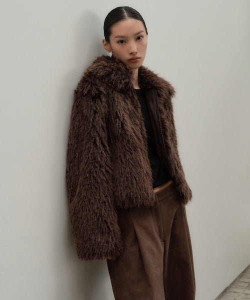 MUSINSA STANDARD WOMAN MUSINSA STANDARD WOMAN Women's Fake Fur Zip-up Jacket [Brown]