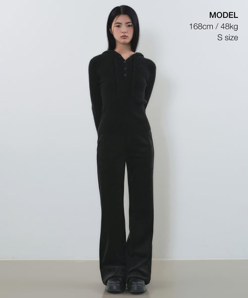 MUSINSA STANDARD WOMAN MUSINSA STANDARD WOMAN Women's Velor Corduroy Flare Banding Pants (Black)