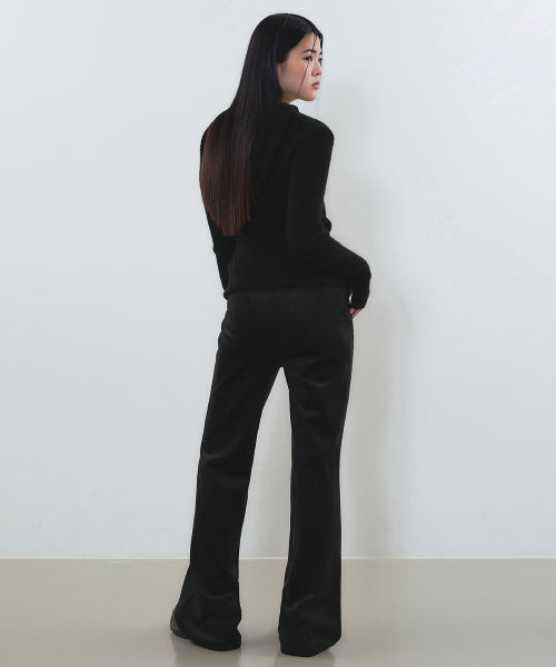 MUSINSA STANDARD WOMAN MUSINSA STANDARD WOMAN Women's Velor Corduroy Flare Banding Pants (Black)