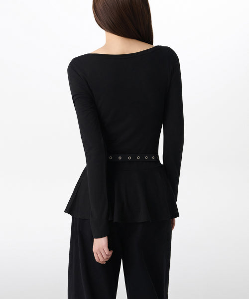MUSINSA STANDARD WOMAN MUSINSA STANDARD WOMAN T-Shirt Slim Flare Long Sleeve [Black]