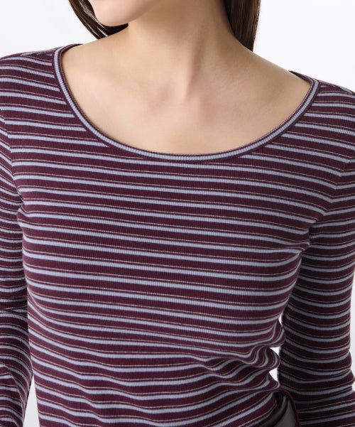 MUSINSA STANDARD WOMAN MUSINSA STANDARD WOMAN T-Shirt Slim Long Sleeve [Burgundy]