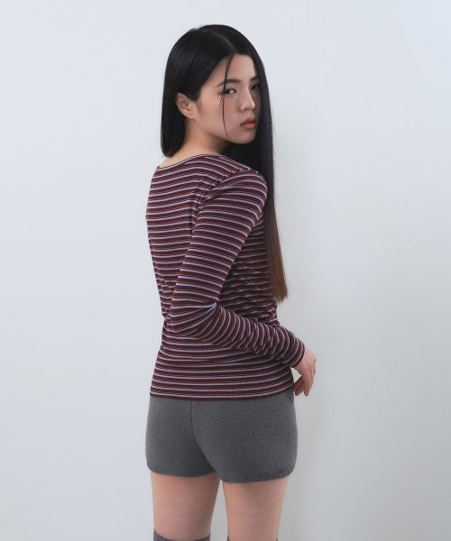 MUSINSA STANDARD WOMAN MUSINSA STANDARD WOMAN T-Shirt Slim Long Sleeve [Burgundy]