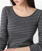MUSINSA STANDARD WOMAN MUSINSA STANDARD WOMAN T-Shirt Slim Long Sleeve [Charcoal Gray]