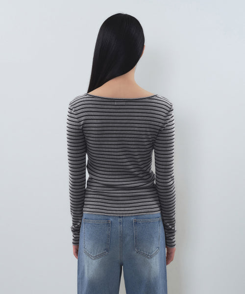 MUSINSA STANDARD WOMAN MUSINSA STANDARD WOMAN T-Shirt Slim Long Sleeve [Charcoal Gray]