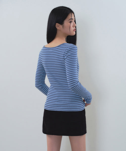 MUSINSA STANDARD WOMAN MUSINSA STANDARD WOMAN T-Shirt Slim Fit [Blue]