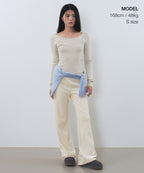 MUSINSA STANDARD WOMAN MUSINSA STANDARD WOMAN T-Shirt Slim Long Sleeve [Cream]