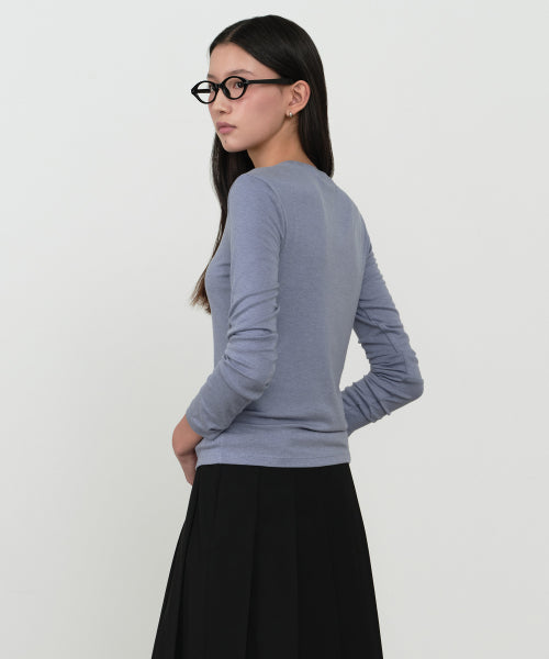 MUSINSA STANDARD WOMAN MUSINSA STANDARD WOMAN T-Shirt Slim Long Sleeve [Cloudy Blue]