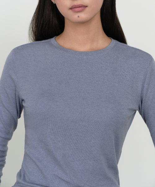 MUSINSA STANDARD WOMAN MUSINSA STANDARD WOMAN T-Shirt Slim Long Sleeve [Cloudy Blue]