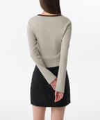MUSINSA STANDARD WOMAN MUSINSA STANDARD WOMAN Cardigan Slim Scoop Neck [Sage]