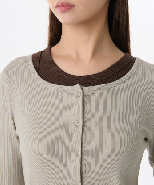 MUSINSA STANDARD WOMAN MUSINSA STANDARD WOMAN Cardigan Slim Scoop Neck [Sage]
